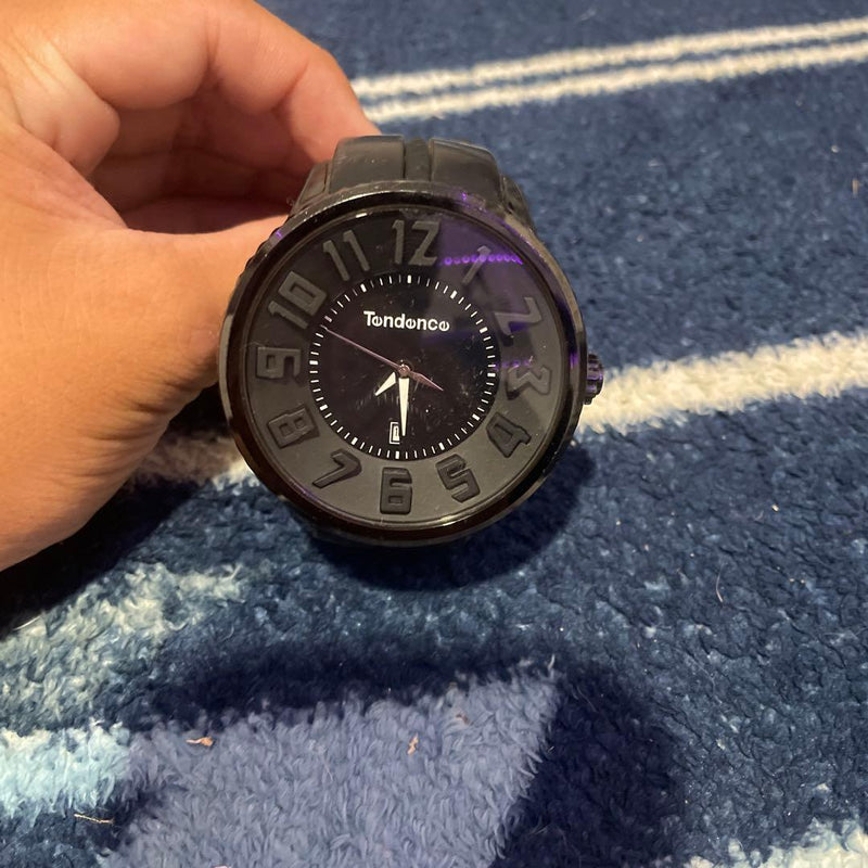 Tendence GULLIVER Quartz Watch Black 100m SS Polycarb 50mm Silicone Mineral