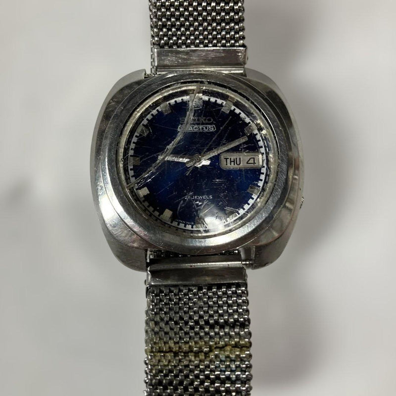 SEIKO 5 ACTUS 7019-7010 Automatic 21 Jewels Deep Blue Dial Day Date Watch