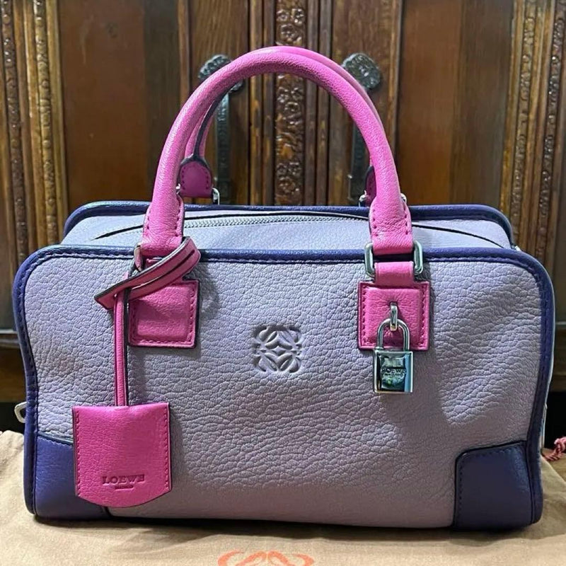 LOEWE Amazona 28 Handbag Calfskin Multicolor Purple Pink Lavender W29cm H16cm