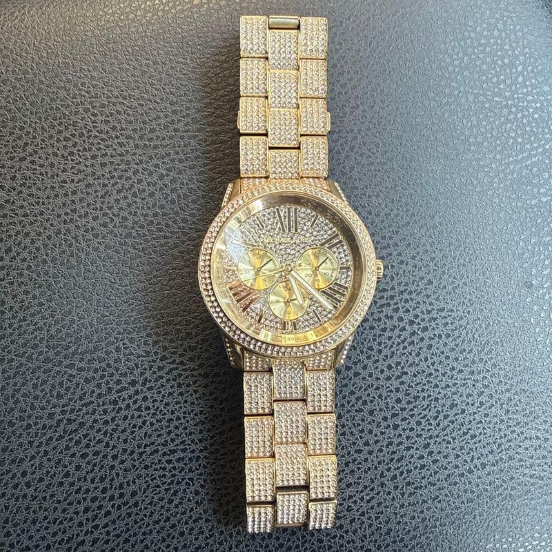 Michael Kors Gold-tone Crystal Embellished Bezel Bracelet Quartz Analog Watch