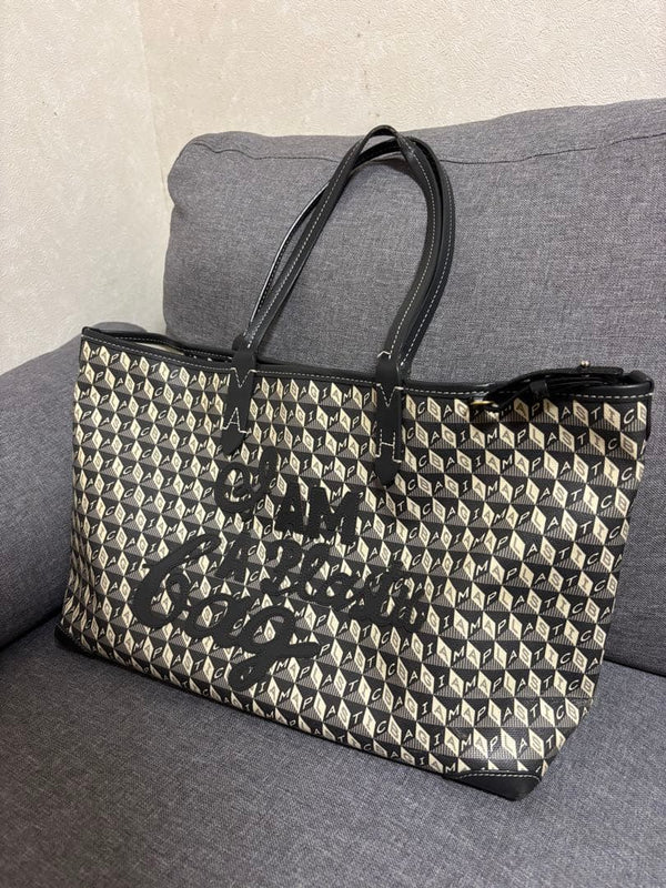 Anya Hindmarch I AM A Plastic Bag Small Tote Charcoal Gray Recycled Fiber