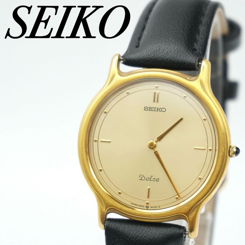 Seiko Dolce 9530-6000 Quartz SGP30 Gold Plated 33.2mm Gold Dial Mens Watch