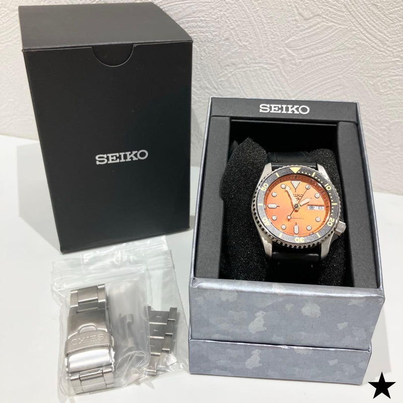 SEIKO 5 Sports Automatic Movement Orange Dial Stainless Steel Bracelet Watch