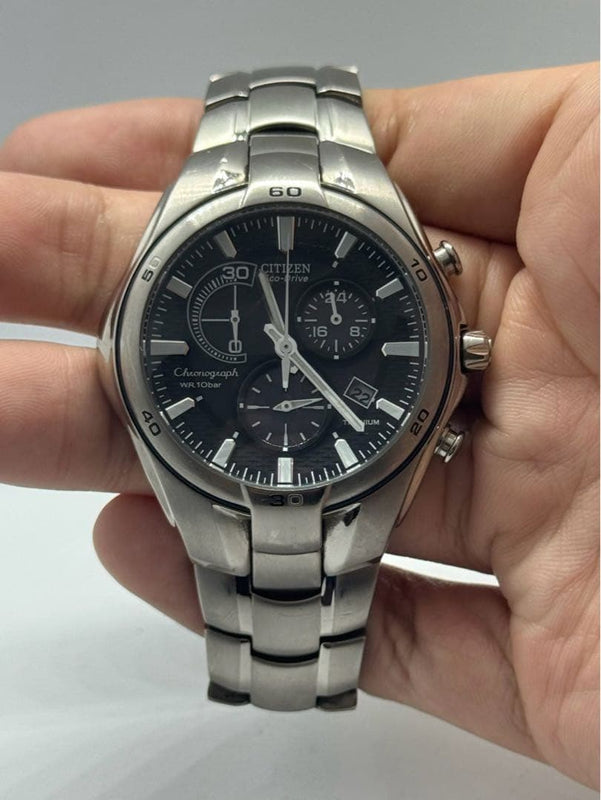 CITIZEN Eco-Drive Titanium Chronograph Analog Watch 10 Bar Water Resistant