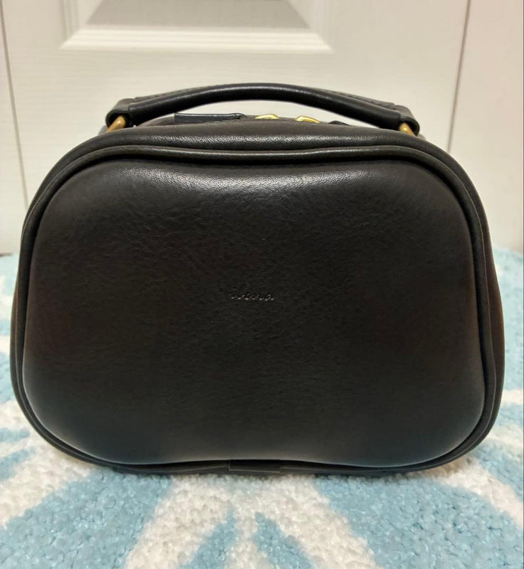 ibona Mascar Mini Handbag Black Italian Oil Leather Cowhide 2-Way 190mm Width