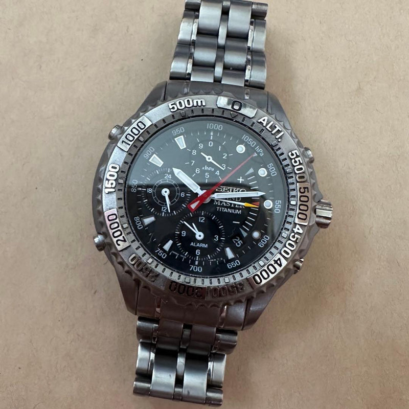 SEIKO Landmaster Summitter Quartz Watch 7K32-0A10 Titanium 41mm Black 10ATM