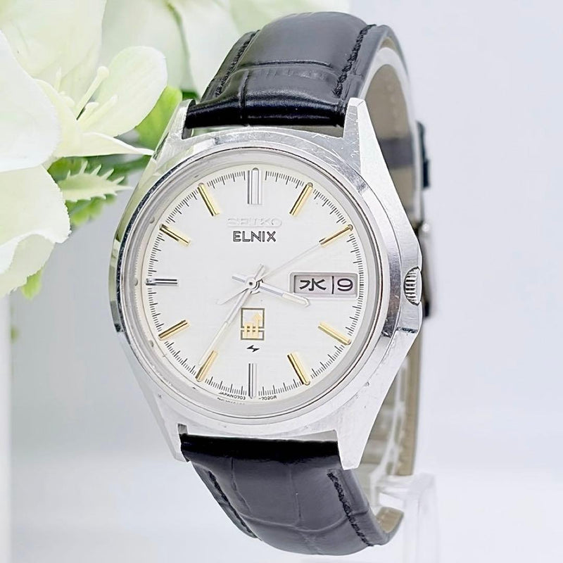 Seiko ELNIX 0703-7020 Watch Electromagnetic Balance Stainless Steel 37.2mm