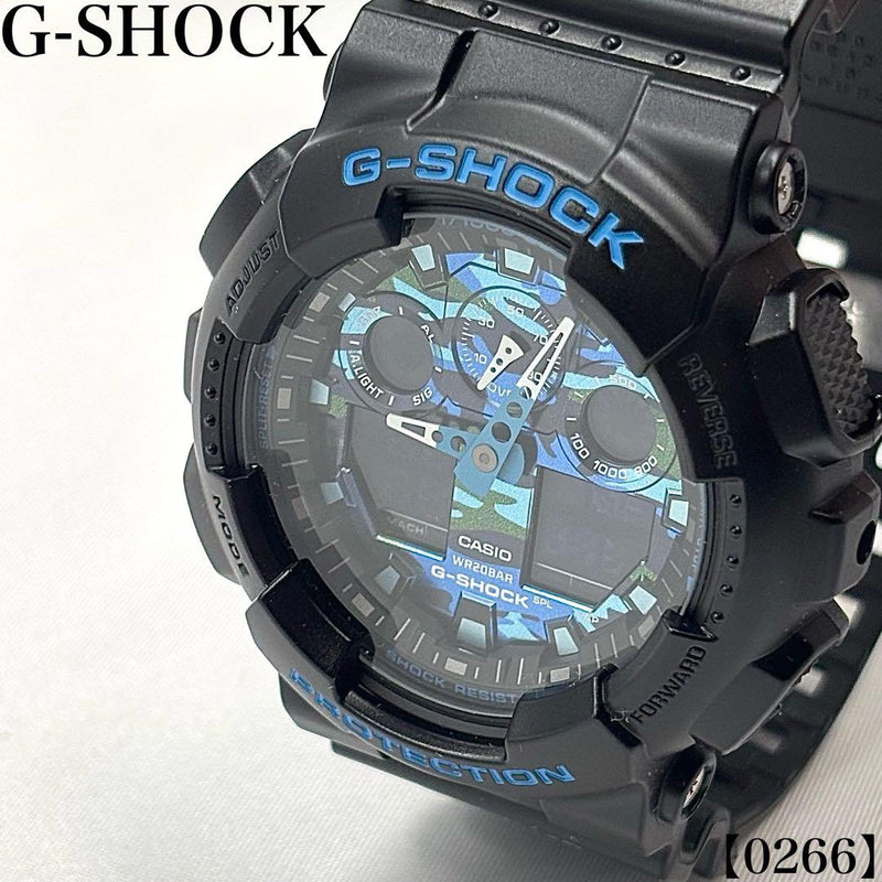 Casio G-Shock GA-100CB-1AJF 5081 Quartz Analog Digital Black Blue Camo Watch