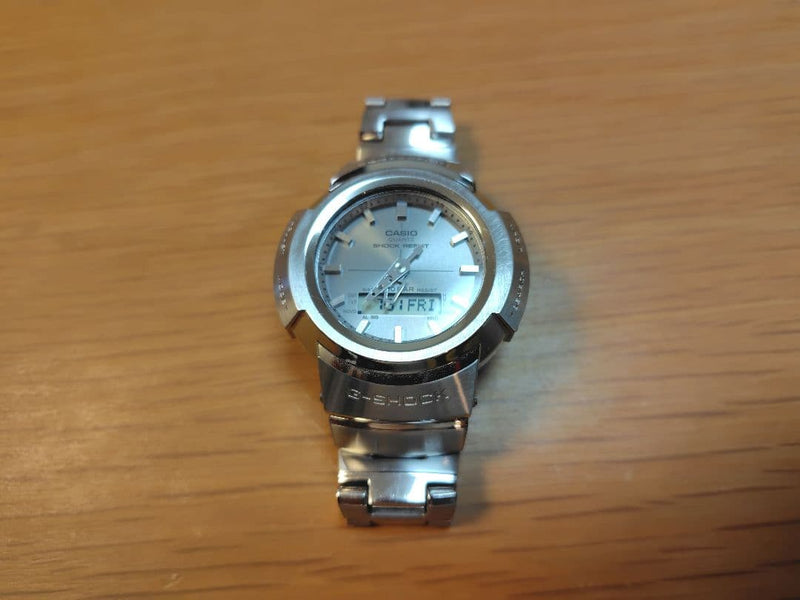 CASIO G-SHOCK AMW-500D Atomic Solar Full Metal Ana-Digi Silver Watch 17cm Extra