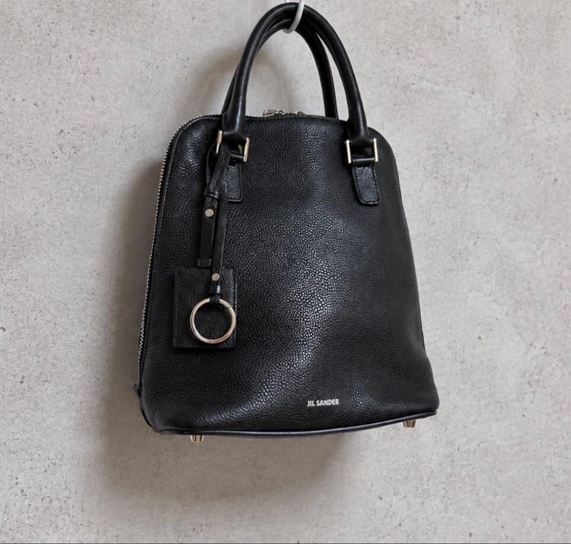 JIL SANDER Handbag Black Leather 10.2x11x4.7in