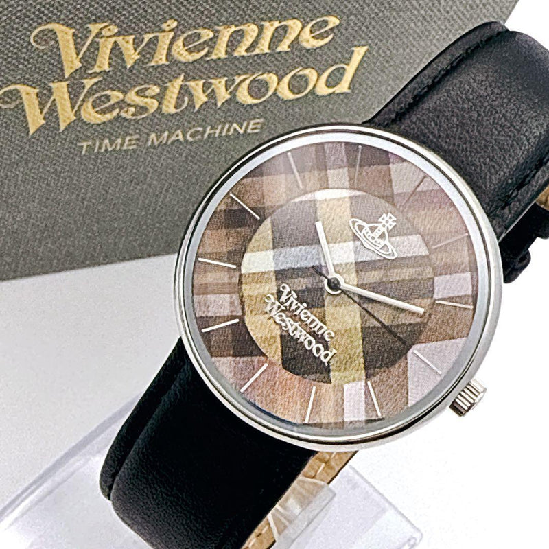 Vivienne Westwood Orb Tartan Check Swiss Quartz Watch Multicolor Leather Unisex