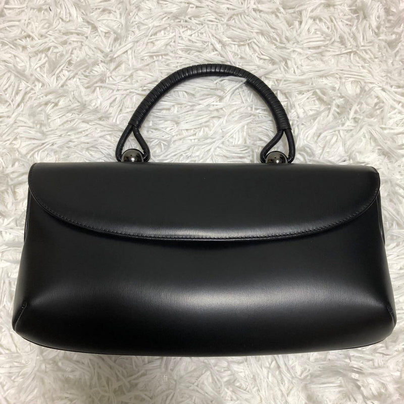 Hamano Royal Model Formal Handbag Black Leather Height 15cm Width 29cm Depth 6cm