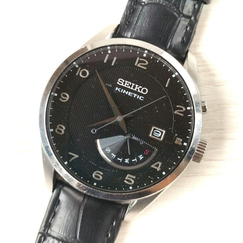 Seiko Kinetic 5M84-0AC0 Rose Gold-Tone Retrograde Day 100M Exhibition Back Watch