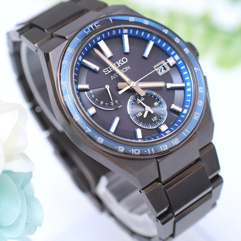 SEIKO Astron Nexter SBXY041 Solar GPS Titanium 42.8mm Blue Black UTC Bezel Watch