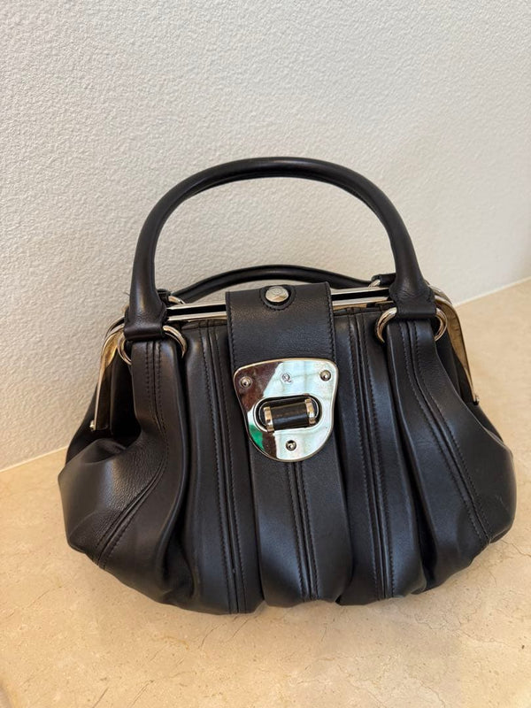 Alexander McQueen Black Cowhide Leather Handbag W15.7xH9.8xD10.2in