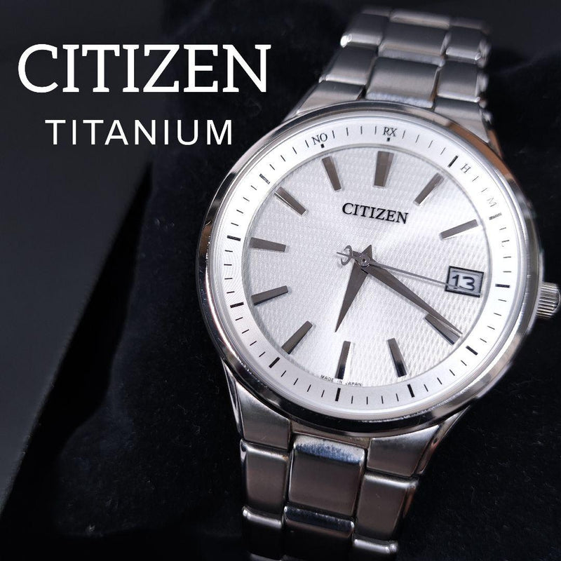 CITIZEN H110-T01836 Eco-Drive Radio Wave Solar Titanium Silver White Sapphire