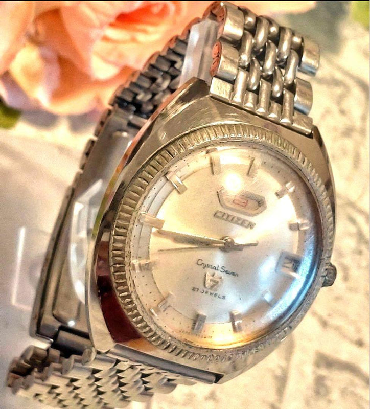 Citizen Crystal Seven 27 Jewels Automatic Day-Date Silver 35mm 17.5cm Wrist