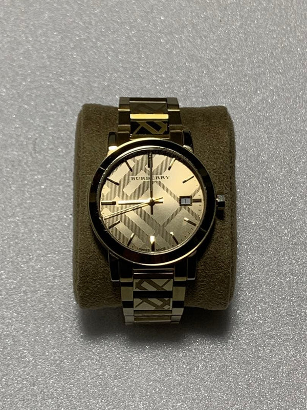 BURBERRY The City BU9038 38MM Gold Checked Dial Band Quartz Unisex Watch