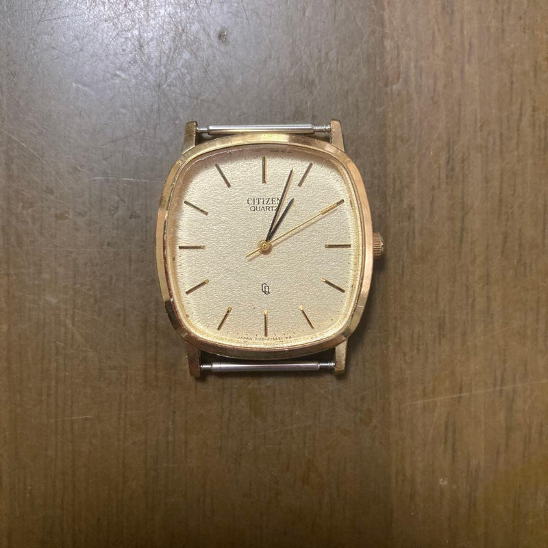 CITIZEN Quartz 6100-K09320 4-712005Y Watch Square Gold Dial Base Metal Top SS