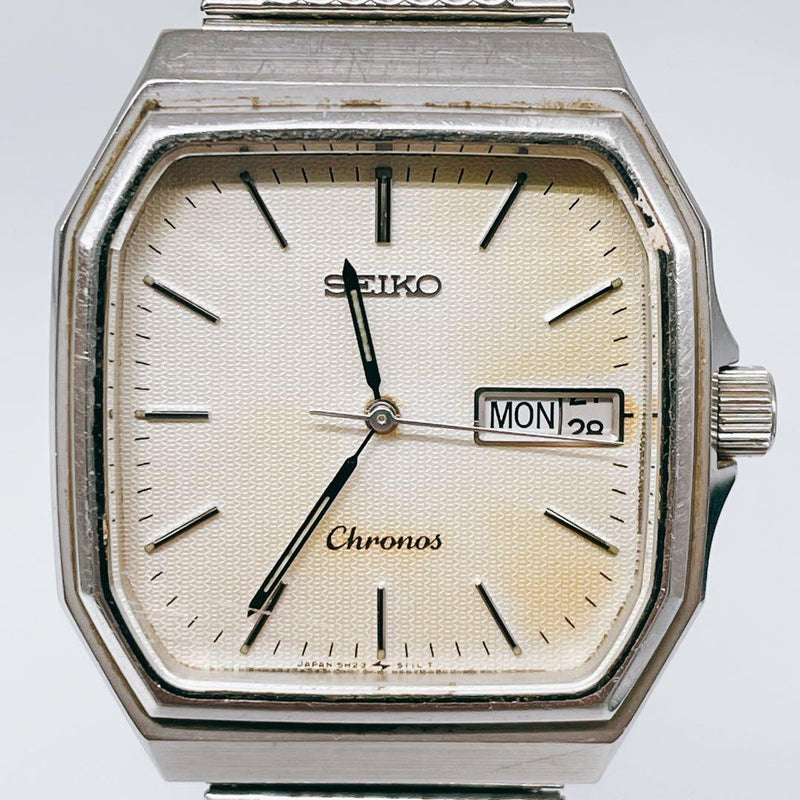 Seiko Chronos 5H23-5100 Quartz Mens Octagon Watch 1980s Battery 04/2026