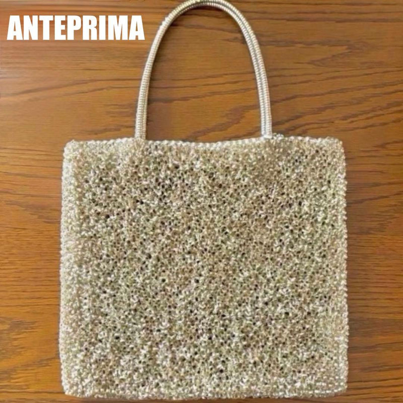 ANTEPRIMA OROGENTO PVC Wire Bag Tote Handbag 11.4x10.6x0.8in Silver Gold 11W
