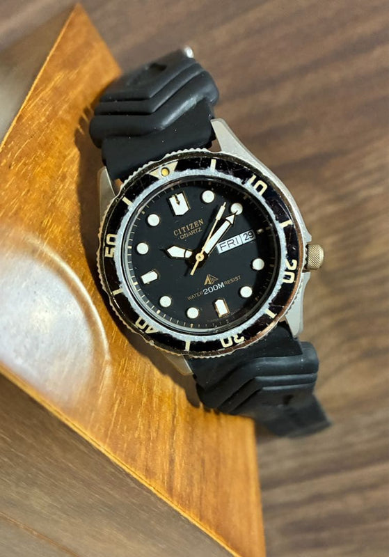 CITIZEN Diver 200M Quartz Titanium 38mm Gold Unidirectional Bezel Rubber