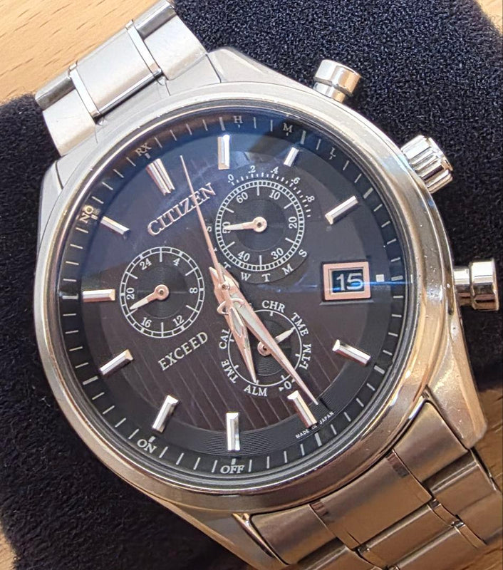 Citizen Exceed E610-T018980 Titanium Eco-Drive Radio Chronograph Black Dial