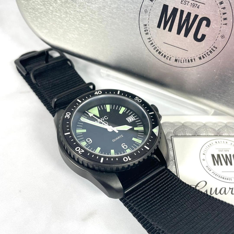 Military Watch Company MWC Military Divers Watch Quartz Movement Black Dial