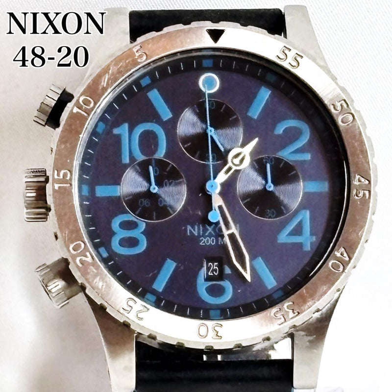 NIXON THE 48-20 CHRONO A486-1529 Quartz 48mm Stainless Steel Blue Leather 200M