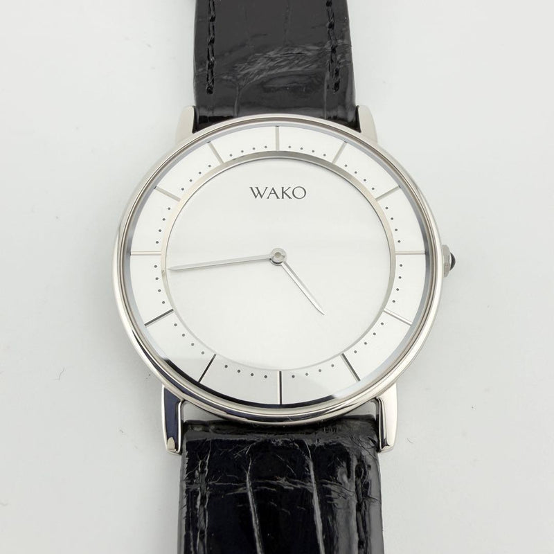 WAKO Ginza Wako 4J40-HAB0 Mens Silver Tone Quartz Wristwatch 33mm Case