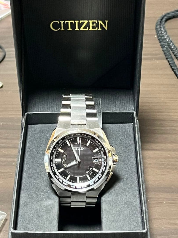 CITIZEN Attesa H145-T018548 Eco-Drive Radio Titanium 44mm Black Dial 10ATM