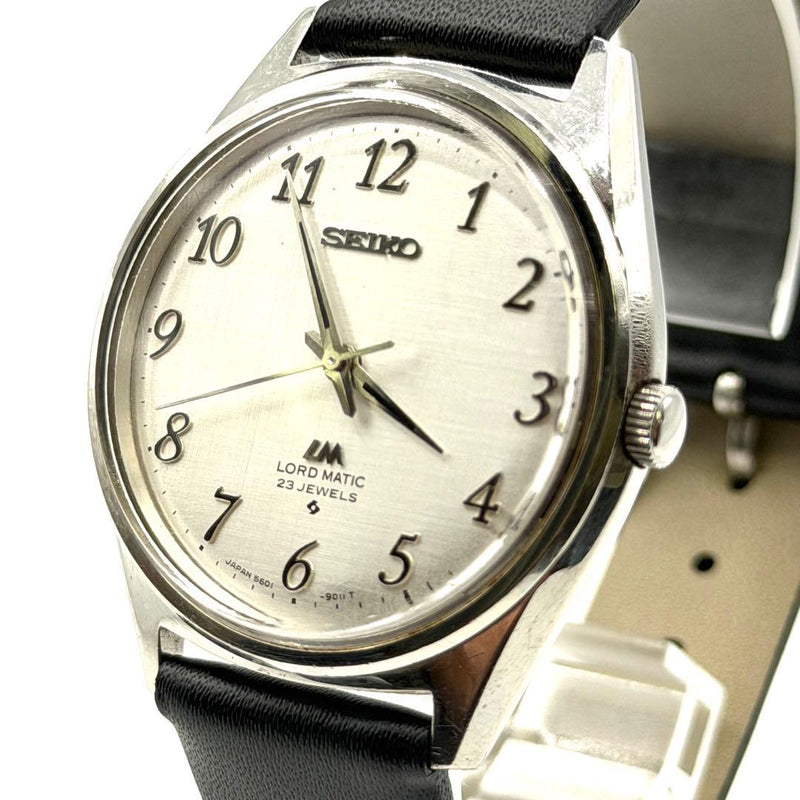 1976 Seiko Lord Matic 5601-9000 Automatic Stainless Steel Black Dial Watch