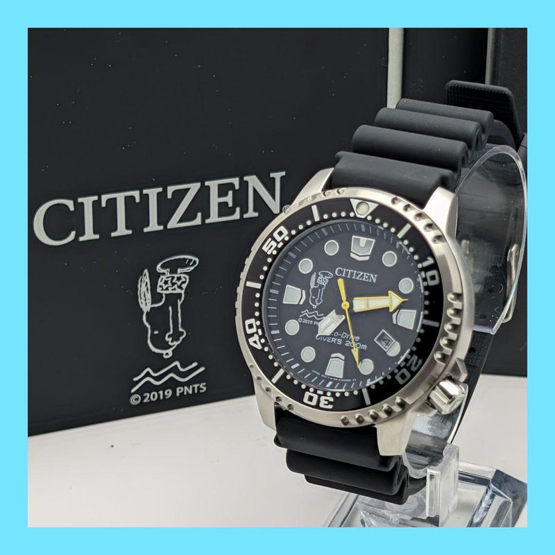 CITIZEN Promaster Snoopy E168-S120314 SS 44mm Quartz Eco-Drive Black Rubber