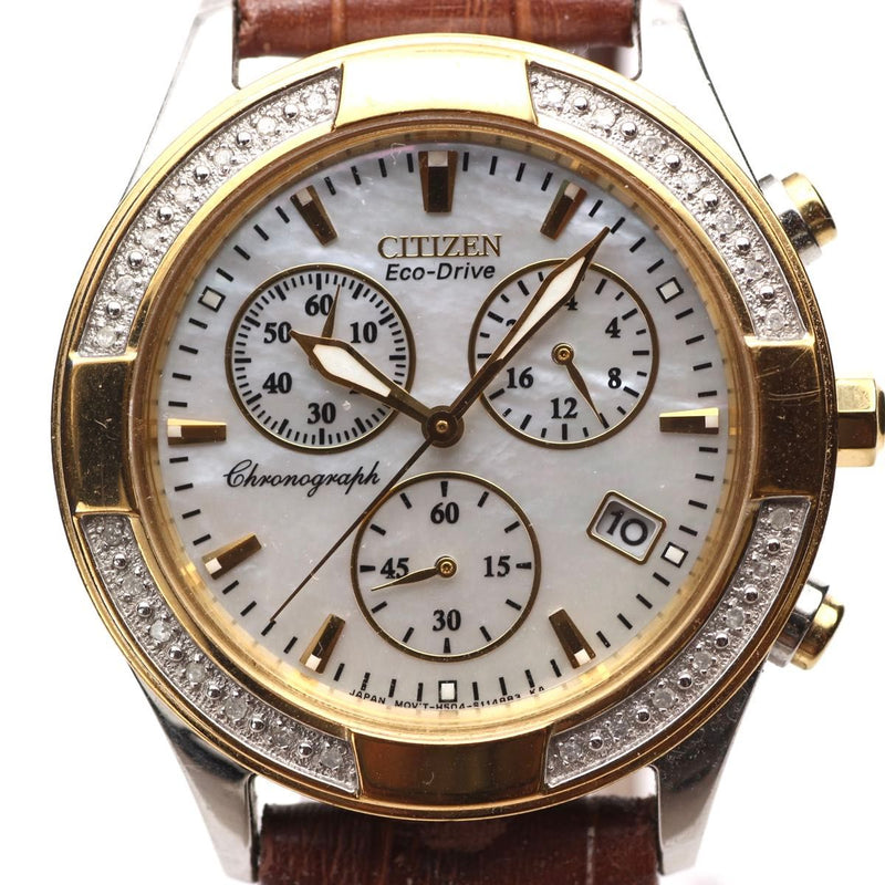 Citizen FD0000-52N Eco-Drive Solar Ladies Watch 35mm SS White MOP Stone Bezel