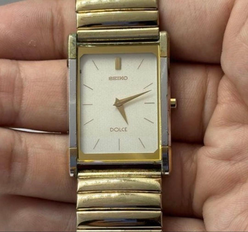 B1 SEIKO DOLCE 8N40-5030 Square Watch Quartz SS Gold 26.5x35.5mm L2L 1999