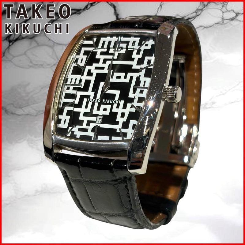 TAKEO KIKUCHI Hotei 30th 931-05012 Quartz Tonneau Watch G-Pattern Crocodile