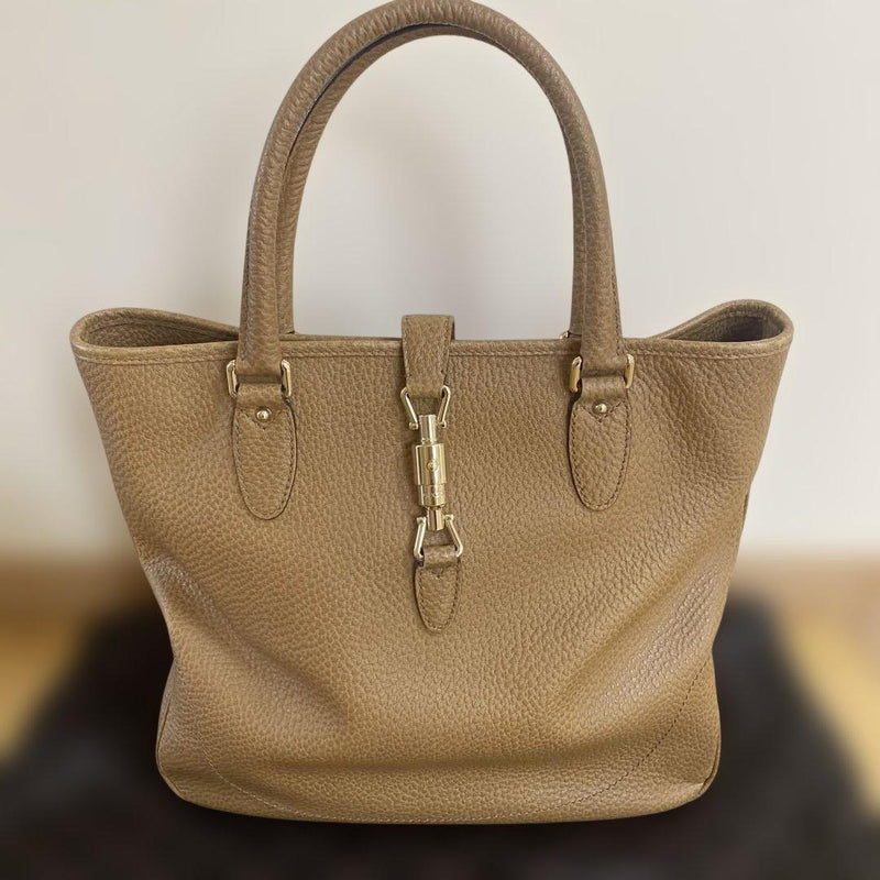 GUCCI Jackie Leather Tote Bag Brown H30cm W33cm D10cm 145818 1761 Gold Hardware