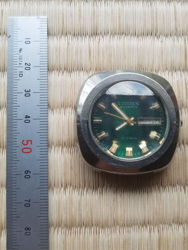 CITIZEN Automatic Watch 4-651670 Y SS Cushion Case Green Gradient Cut Glass 21J