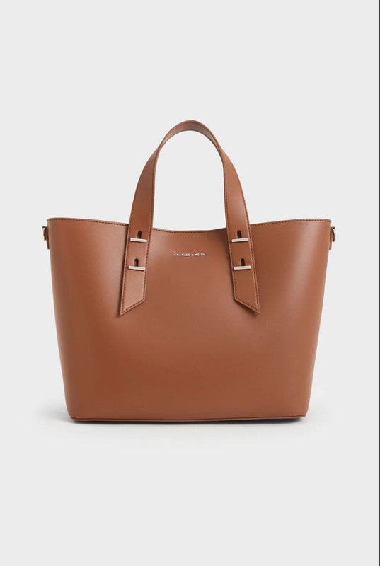 CHARLES & KEITH Handbag Brown With Pouch Strap CK2-80782444 8.7x5.9x2.8in 424g