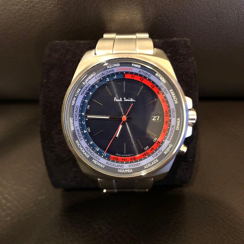 Paul Smith Closed Eyes World Time KL5-211-71 Mens Watch Solar Radio SS 42mm