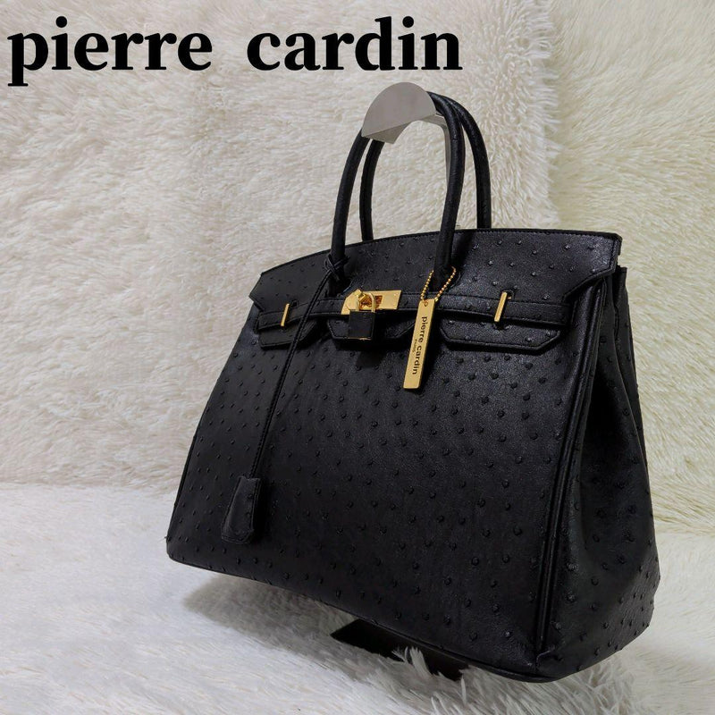 pierre cardin Ostrich Handbag 27x35x18cm Cadena Clochette Key Gold Hardware