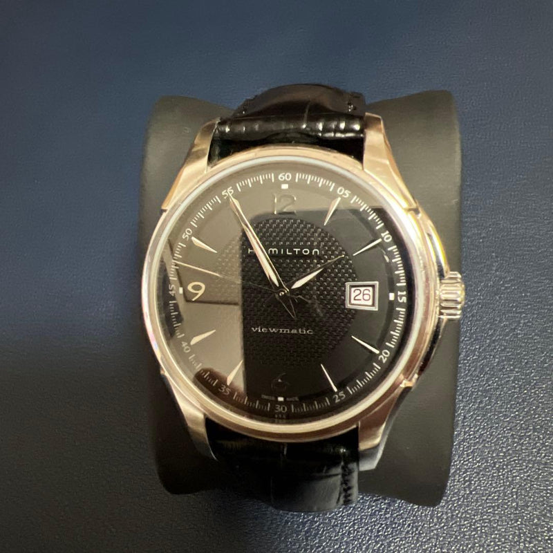 HAMILTON Jazzmaster Viewmatic Automatic Stainless Steel Black Guilloche Watch