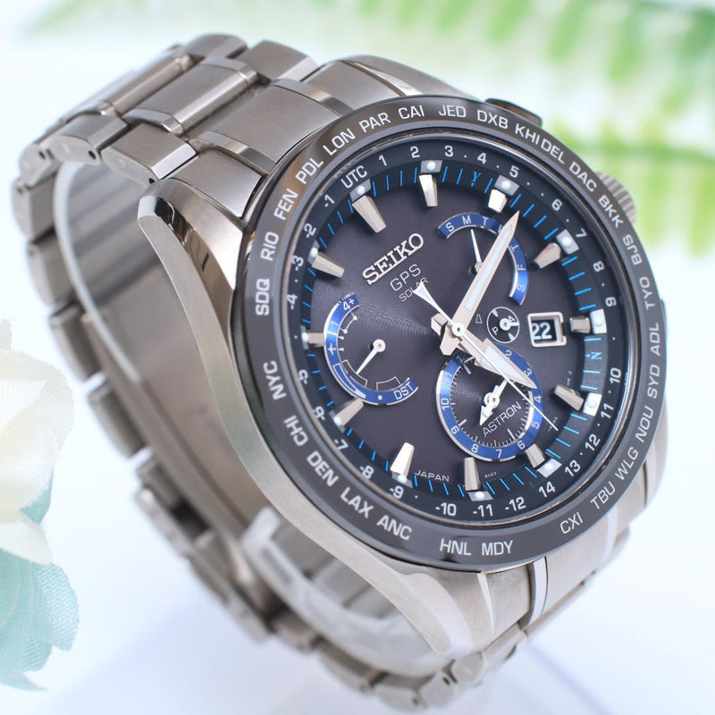 SEIKO Astron SBXB101 GPS Solar Quartz 8X53 Titanium Ceramic Blue Black 100m