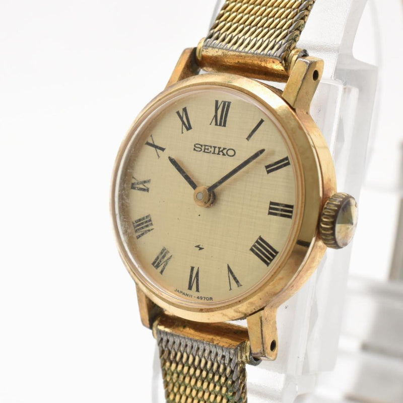 SEIKO 11-1290 Hand-wound Mechanical Ladies Watch Gold Plated Champagne Dial