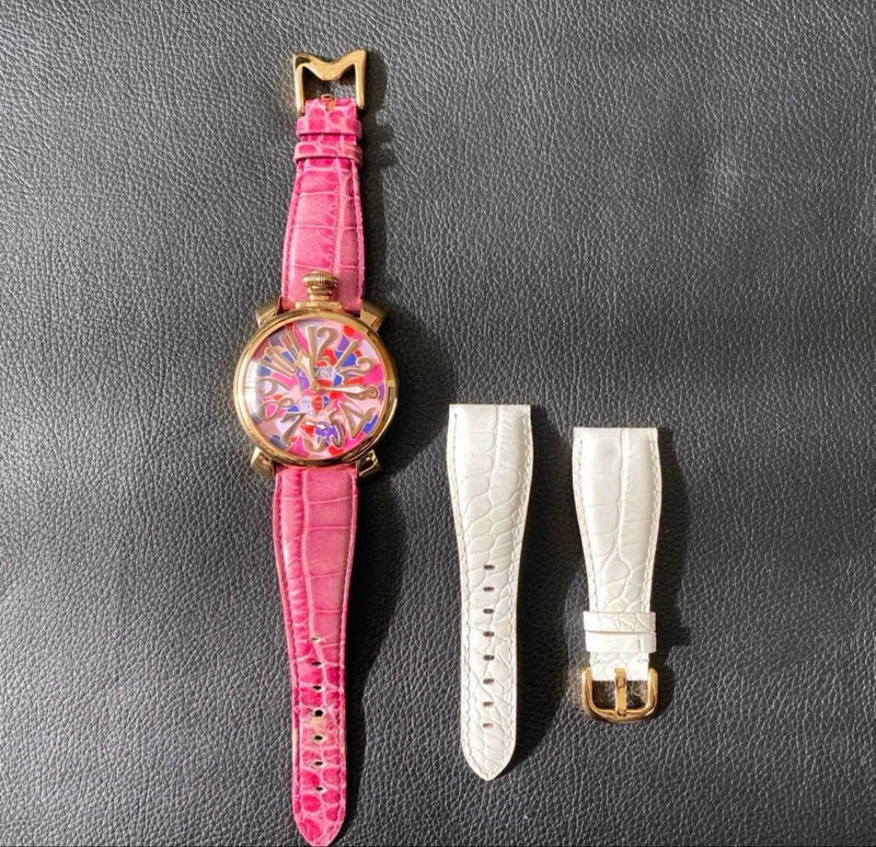 Gaga Milano Mosaic Manuale 48mm Manual Wind Movement White Band Included Watch