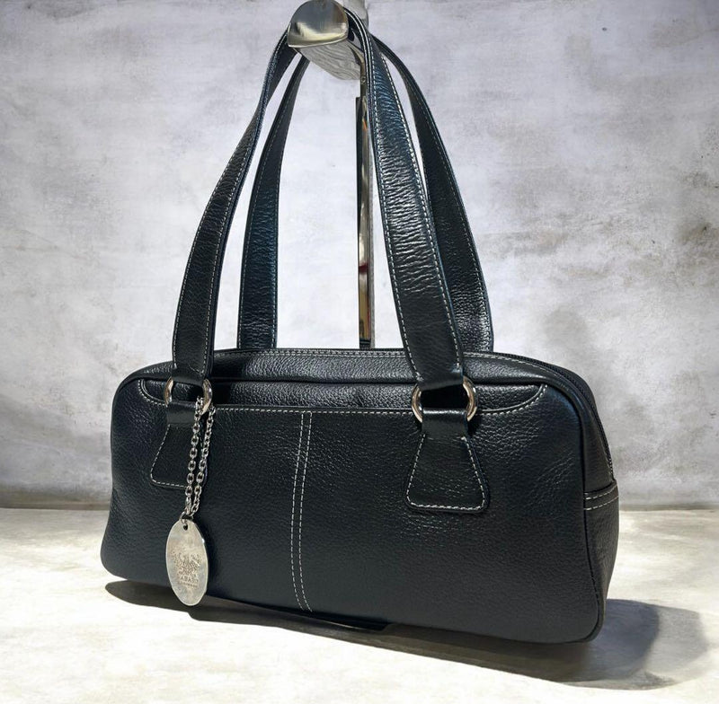 HAMANO Womens Beige Genuine Leather Shoulder Bag 32cm Width 14cm Height 8cm
