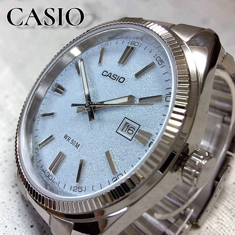 Casio MTP-1302D-2A2JF Quartz Turquoise Blue Textured Fluted Watch