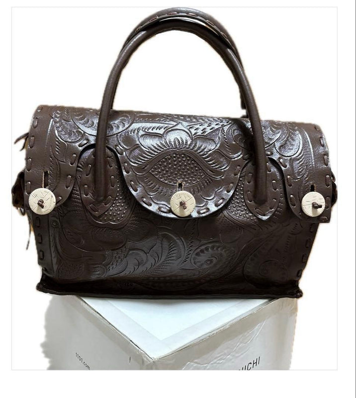 Grace Continental Plain Maestra M Leather Tote Bag Dark Brown Womens