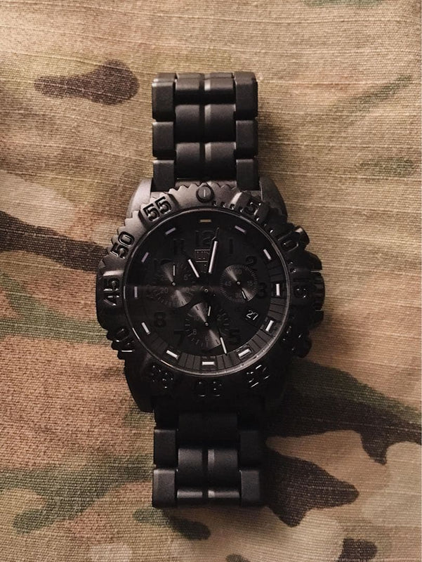 LUMINOX Navy Seal 3080 Quartz Chronograph Carbon All Black Watch Unidirectional