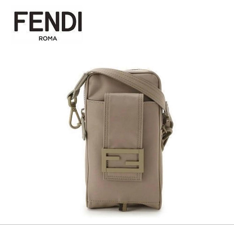 FENDI Baguette Phone Pouch 7AS056 AG0P Nylon Corda Brown W20.5cmxH11cmxD4.5cm